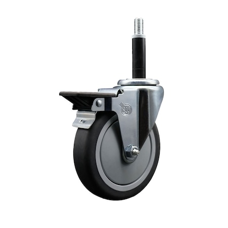 Service Caster 5'' Thermoplastic Rubber Swivel 1-3/4'' Expanding Stem Caster with Brake SCC-EX20S514-TPRB-PLB-134